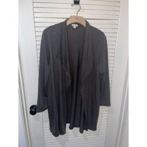 J Jill Women's Pure Jill Luxe Tencel Cardigan Gray Jersey Knit Sweater LP​